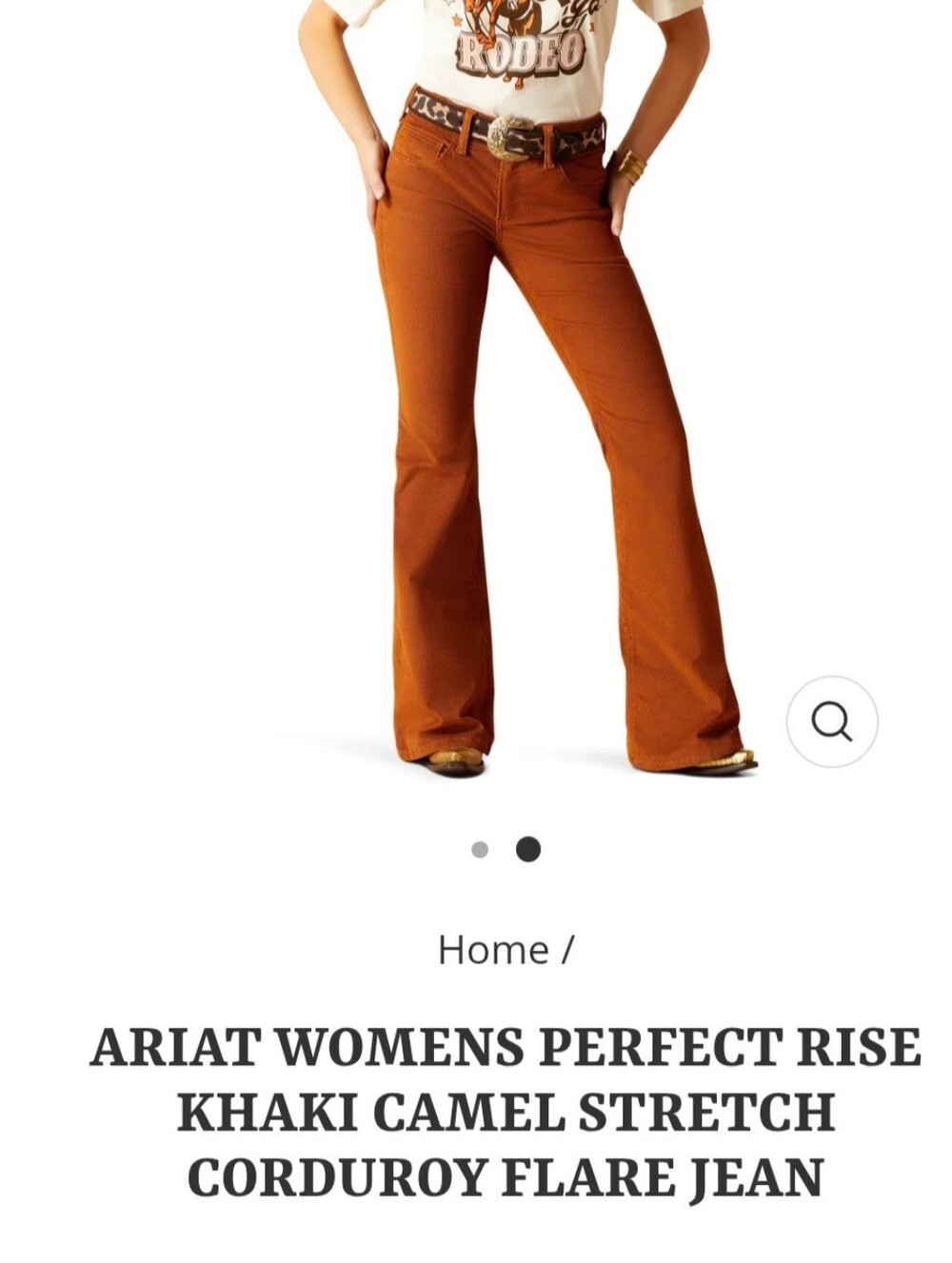 Ariat Camel Corduroy Flare Pants Sz 31R